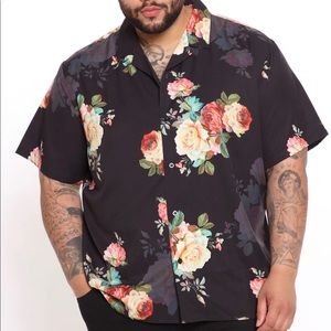 Fashion Nova Men Black Floral Shirt NWT - Size XL